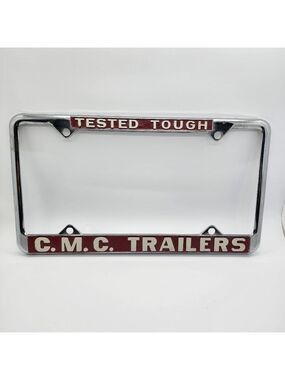 Vintage 80's aluminum cast CMC Trailers Truck License plate cover raised letters